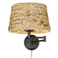 thumbnail image 2 of Wry Lighting Eleanor 1-light Swing Arm Wall Lamp in Matte Black and Woven Sweet Grass shade, 2 of 6