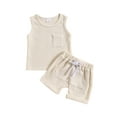 thumbnail image 2 of Cethrio Kids Boys Outfit Sets, Casual Sleeveless Summer Shirts and Shorts Sets Khaki Size 6 Months, 2 of 8