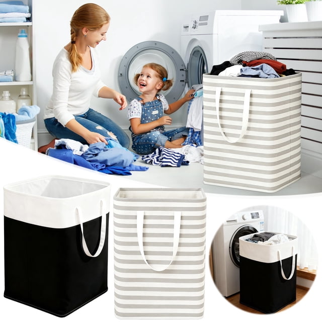 Cesta de ropa plegable de gran capacidad con asas, cesta plegable para ropa sucia, contenedor portátil para dormitorio, baño y balcón del hotel