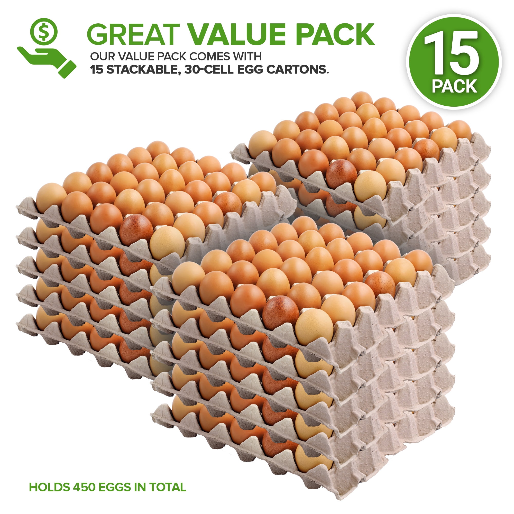 30セル エッグフラット エッグクレート (10個) - 積み重ね可能