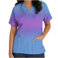 thumbnail image 1 of Hauts de Sarrau pour Femmes Manches Courtes Col en V Hauts Uniforme Imprimé Poches Blouse Soins Infirmiers Liquidation, 1 of 5