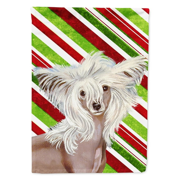 Chinese Crested Candy Cane Holiday Christmas Flag Canvas House Size