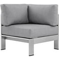 thumbnail image 3 of Modway Shore Fauteuil d'Angle de Patio Extérieur en Aluminium et Tissu, Argent/gris, 3 of 4