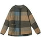 thumbnail image 5 of Parkas de manga larga para mujer, chaqueta gruesa de cuello alto con bloques de color a cuadros, chaqueta de manga larga, abrigo para mujer, 5 of 9