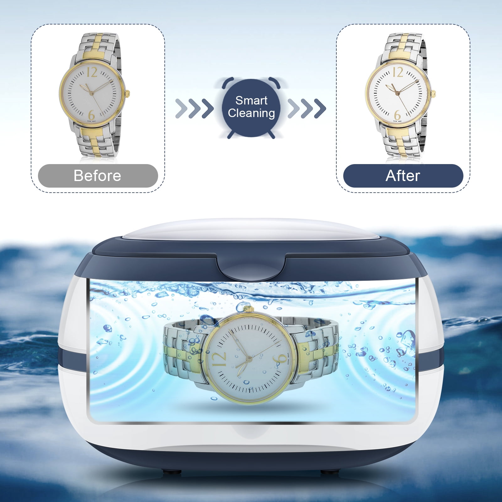 Uten Ultrasonic Cleaner Machine with Digital Timer, 600ml Stainless Steel Tank for Jewelry, Eyeglasses, Watches, Deep Clean Dentures, Rings, Tools