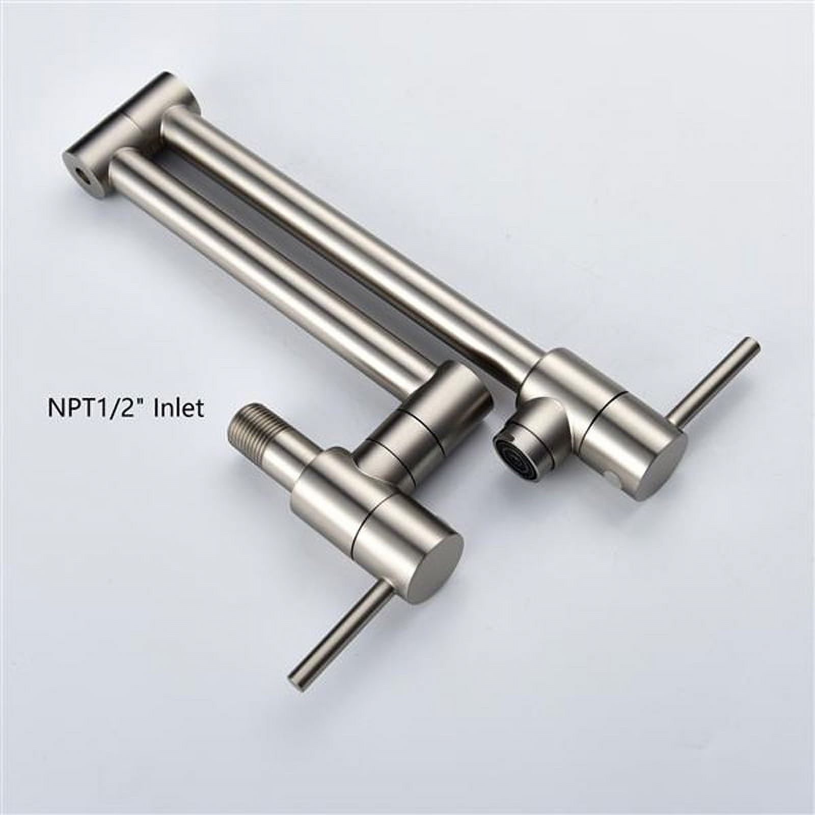 Wall Mount Kitchen Faucet 1/2” Brass Folding Pot Filler Tap Single Hole Kitchen Sink Tap for Cold Water, Silver - image 2 of 7