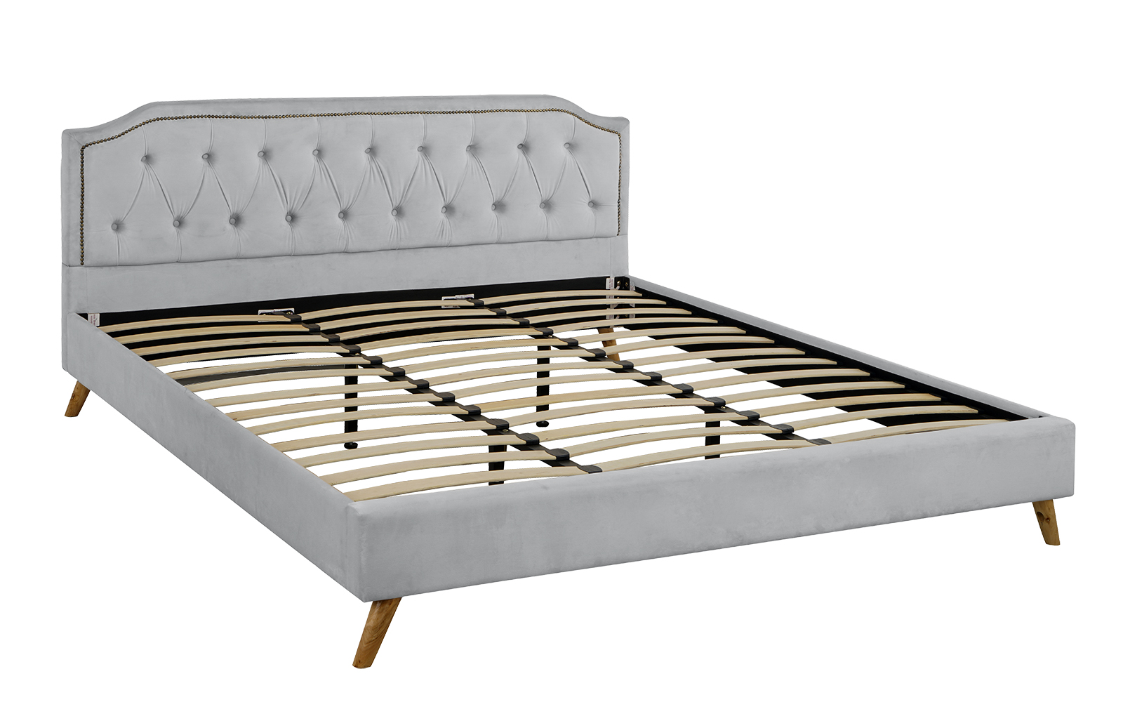 Mobilis Modern Microfiber Velvet Upholstered Bed Frame with Tufted