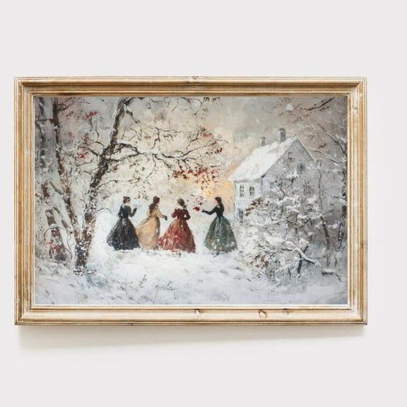 Little Women Winter Print, Cottagecore Art, Victorian Christmas, Jo March, Christmas Hosting Decor, Little Women Poster, - Wall Art Print, 8x12 UNFRAMED
