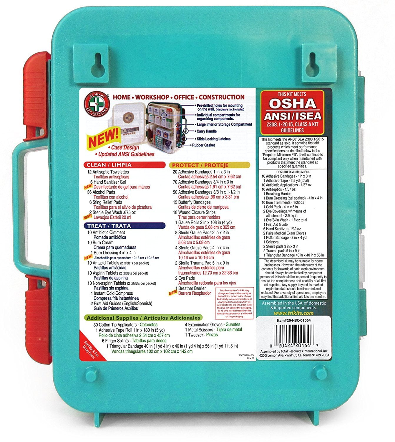 Be Smart Get Prepared 351 Piece First Aid Kit, Exceeds OSHA ANSI 2015 Standards for 100 People - Workplace, Home, Car, School, Emergency, Survival, Camping, Hunting, and Sports