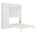 thumbnail image 4 of Queen Size Murphy Bed Wall Bed with Wardrobe and Bookshelves, Multi-Functional Murphy Cabinet Bed, Queen Foldable Platform Bed for Office Guest Room, White, 4 of 9