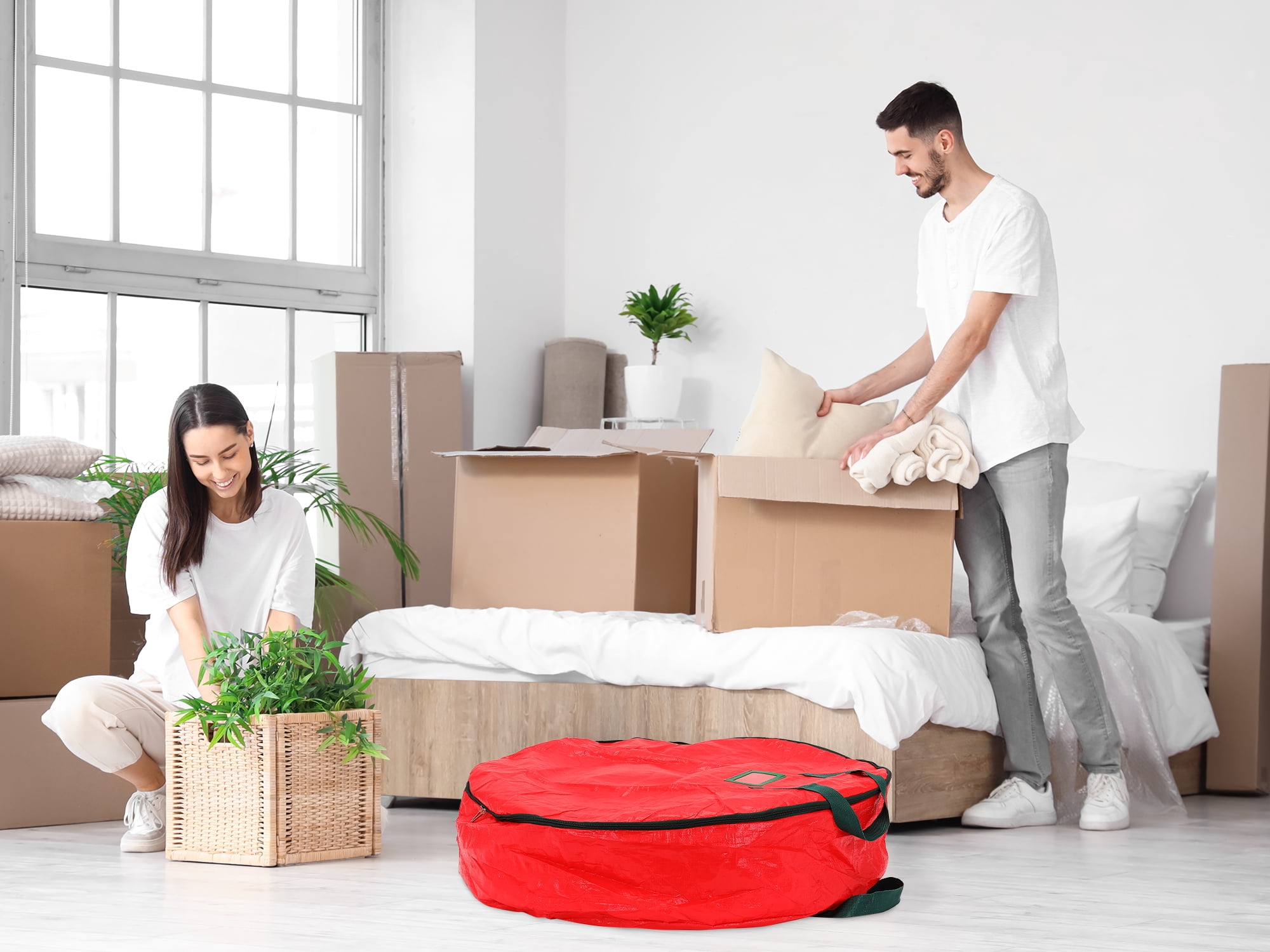 Unique Bargains 1 Pack Clothes Storage Bags Moving Bags Red 30*8in