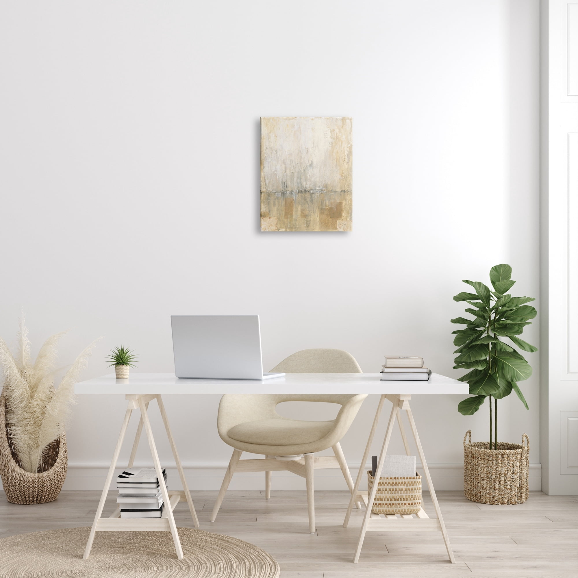 Stupell Industries Distressed Abstract P. Strokes Beige Grey Horizon Circles, 24 x 30, Design by Courtney Prahl