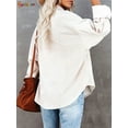 thumbnail image 4 of Spencer Women's Oversized Corduroy Shirt Casual Long Sleeve Button Down Boyfriend Blouses Tops (XL, White), 4 of 8