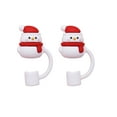 thumbnail image 2 of TidBay 2Pcs Christmas Silicone Straw Cap 10mm Reusable Dust-Proof Straw Topper for Cup Party Decor Santa Claus Snowman Elk Christmas Tree Bells Straw Tips Lids, 2 of 8