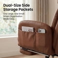 thumbnail image 6 of Genpo Criss Cross Desk Chair, Cross Legged Office Chair with Wheels, Brown Leather Big and Tall Reclining Office Chair 500lbs with Foot Rest, Reversible Armrests & Wide Seat, 6 of 12