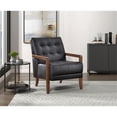 thumbnail image 2 of Pemberly Row Fauteuil d'Appoint en Cuir de Style Mi-Siècle, Fini Noir, 2 of 10