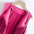 thumbnail image 7 of XFLWAM Women's Tassel Sleeveless Vest Cardigan 70s Hippie Faux Suede Fringe Waistcoat Cardigans Jacket Outwear Hot Pink XXL, 7 of 7