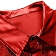 thumbnail image 4 of SeCaotees Men's Men's Long‑Sleeve Button‑Down Dress Shirt Turn‑Down Collar Glossy Splice Fabric Slim Fit For Party Nightclub Formal Occasion Shirts Red,XXL, 4 of 6