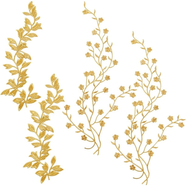 4 parches bordados para planchar, 2 estilos, con flores y hojas, apliques decorativos, bordados para coser.