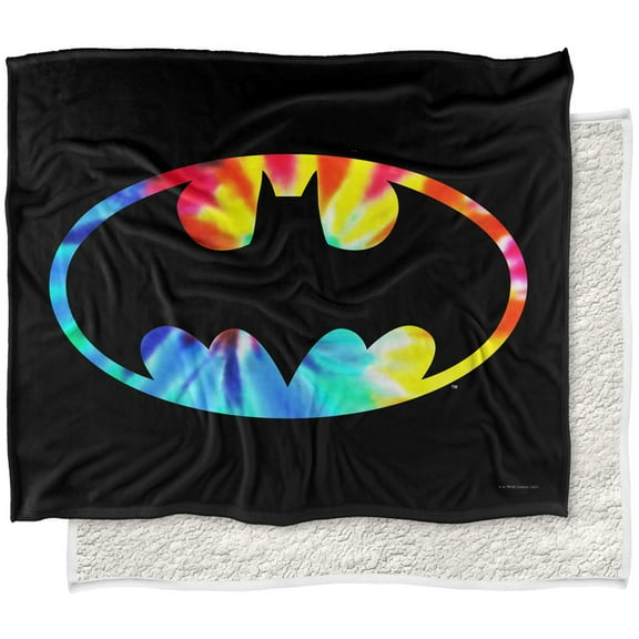 LOGOVISION Batman Blanket, 50Inx60In, Tie Dye Batman Logo Silky Touch Sherpa Back Super Soft Throw Blanket