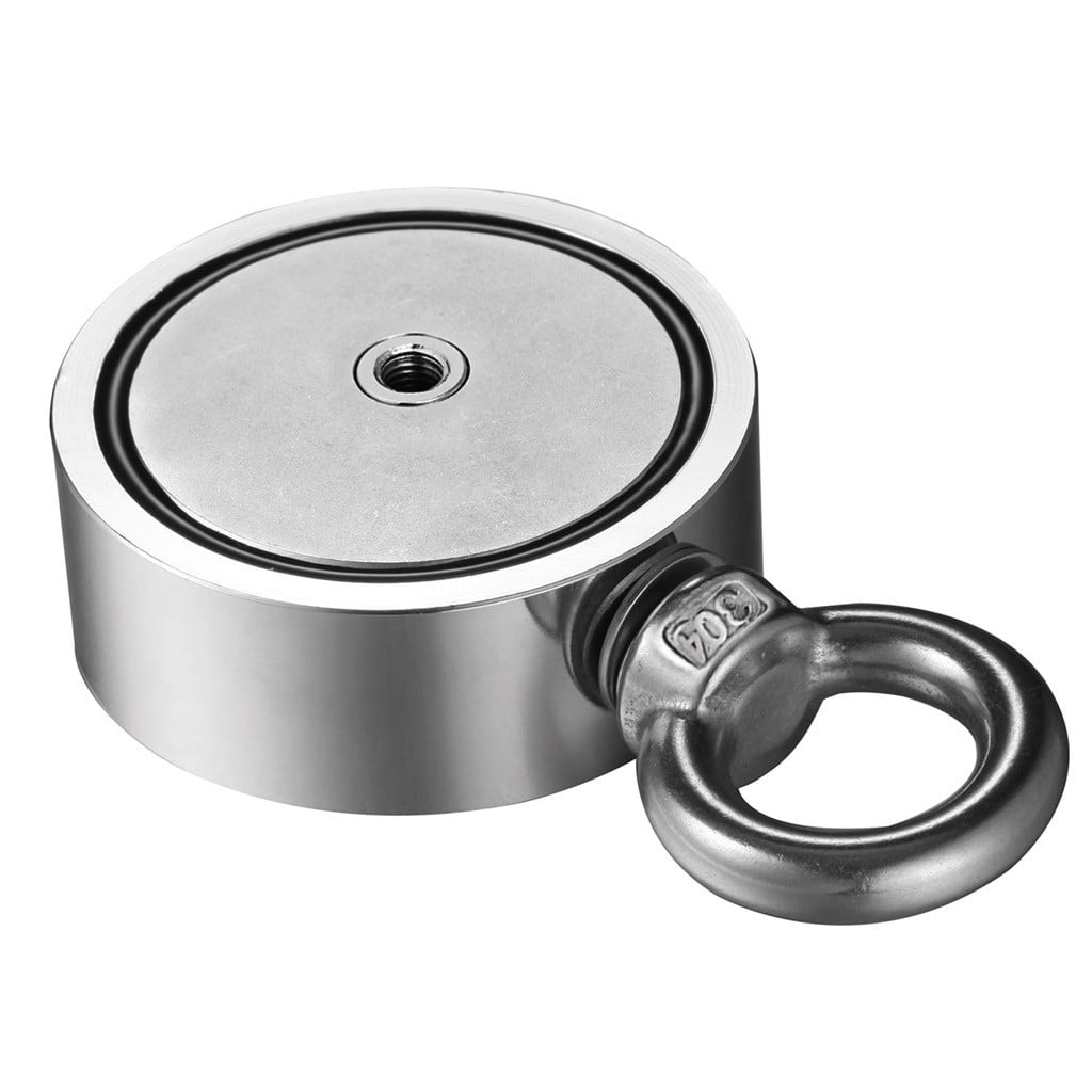 Strong Magnet Fishing Kit, 1000LBS(453KG) Pulling Force Double-Sided Fishing Magnets Neodymium Magnetic Fishing Kit with 20m (65 Foot) Durable Rope and Hook up