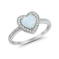 thumbnail image 4 of Halo Dazzling Heart Promise Ring Round Lab Created White Opal 925 Sterling Silver Size 6, 4 of 6