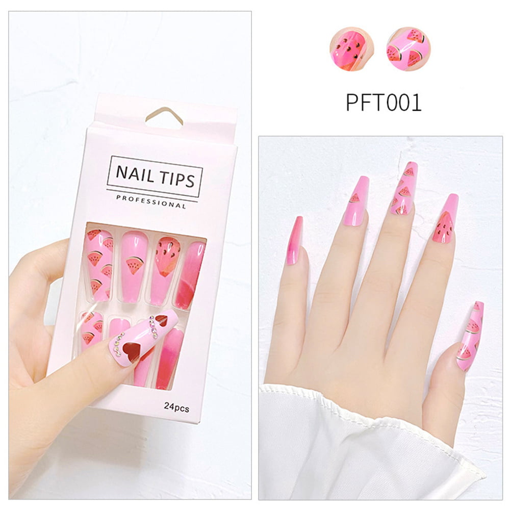 Buy COSLIFESTORE- Press on nails-24 reusable gel nail extensions shape long  Ballerina french nails with full application kit - buffer, manicure tool,  24 jelly tabs nail glue- DIY nail art (WHITE FRENCH)