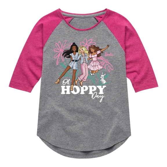 Barbie - Easter - Oh Hoppy Day - Toddler And Youth Girls Raglan Graphic T-Shirt