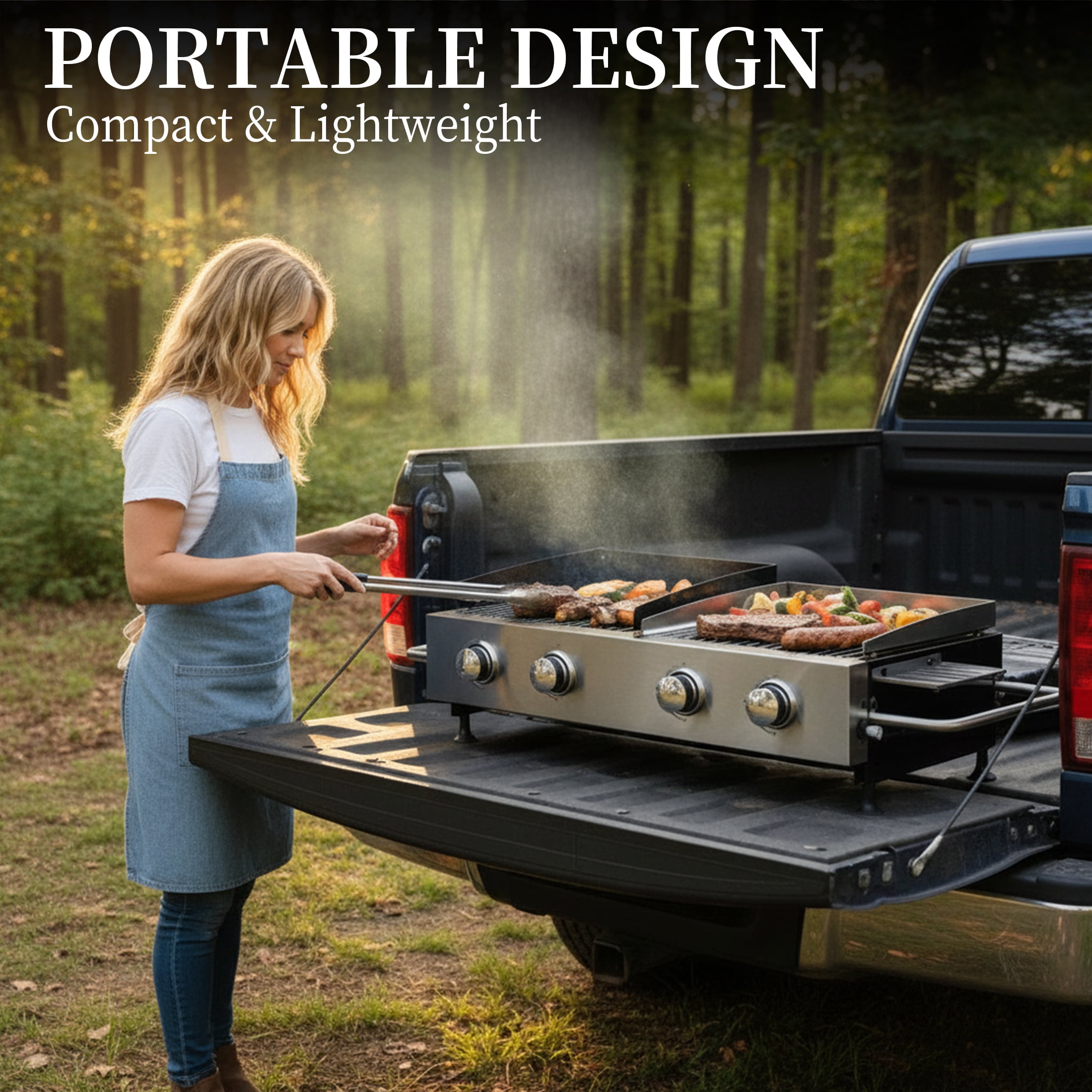 CIG GARDEN 2 Burner Propane Gas Grill and Plancha Combo, Cast Iron Grates Outdoor Barbecue Grill with 38200 BTU Output, Perfect for Outdoor Cooking
