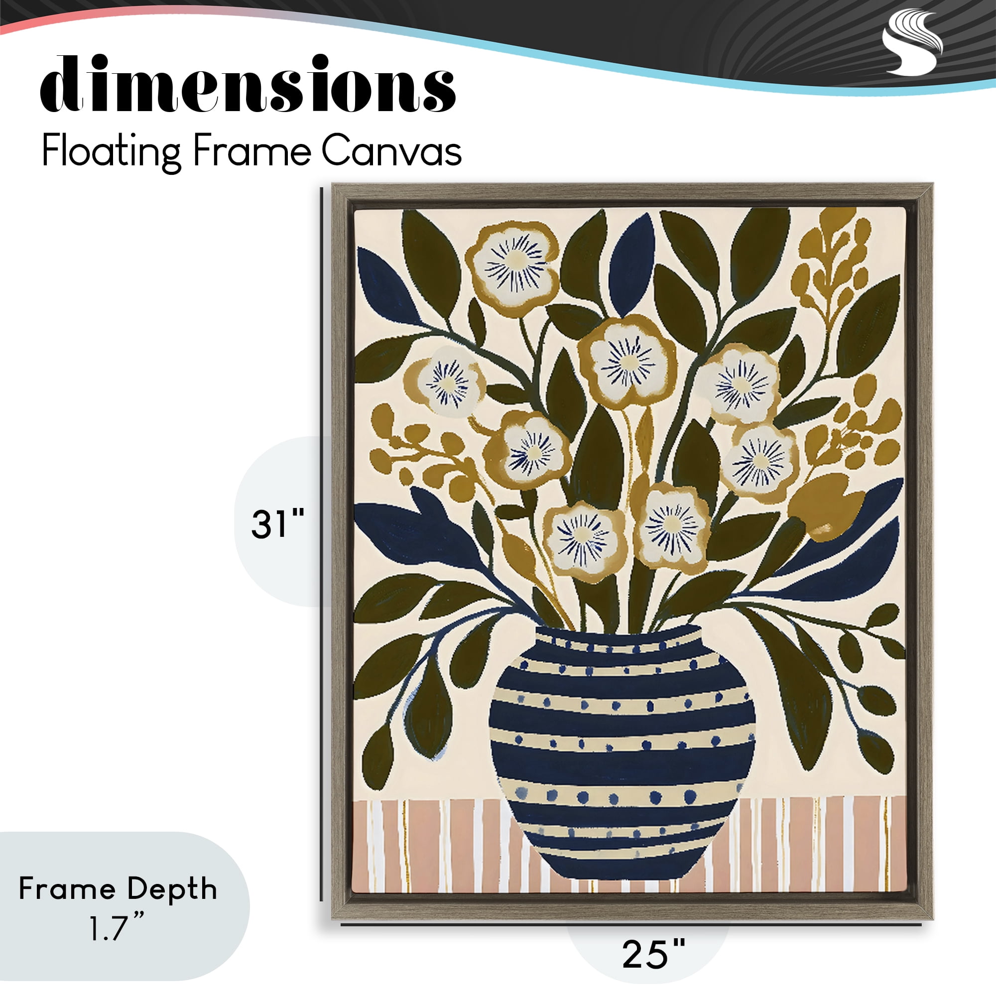 Stupell Industries Wild Bloom Boho Arrangement Brown Framed Floater Canvas Wall Art, design by Creative Studio