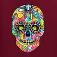thumbnail image 5 of Wild Bobby Dean Russo Colorful Sugar Skull Streetwear Men Long Sleeve Shirt, Maroon, X-Large, 5 of 5
