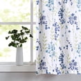 thumbnail image 6 of Bohogeo Watercolor Floral Cafe Kitchen Curtains, Blue Botanical Flower Leaves Print Farmhouse Rod Pocket Tier, Colorful, Set of 2, 28" W x 36" L, 6 of 8