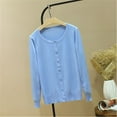 thumbnail image 5 of TANGNADE Women's V Neck Cardigan Sweater Plus Jacket Solid Color Knitted, Blue L, 5 of 5