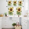 thumbnail image 3 of Summer Flower Kitchen Curtains Valances and Tiers Set of 3 Yellow Sunflowr Leaf Vintage Plant Tier Curtains and Valance with Rod Pocket for Small Windows, 27.5"x36", 3 of 9