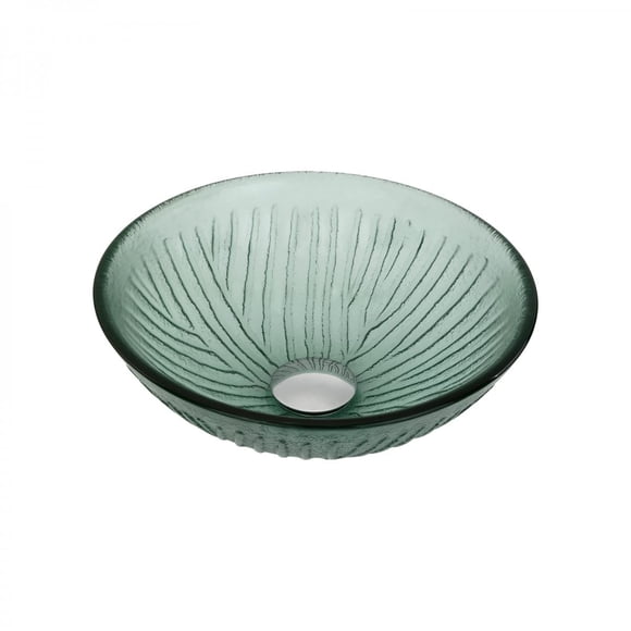 Renovators Supply Récipient en Verre pour Comptoir - Bassine de Salle de Bain Ronde - Bol de Meuble-Lavabo en Verre Trempé avec Évier - Bols de Lavabo Modernes pour Petits Espaces - Résistant aux Chocs - Égout Vert Givré