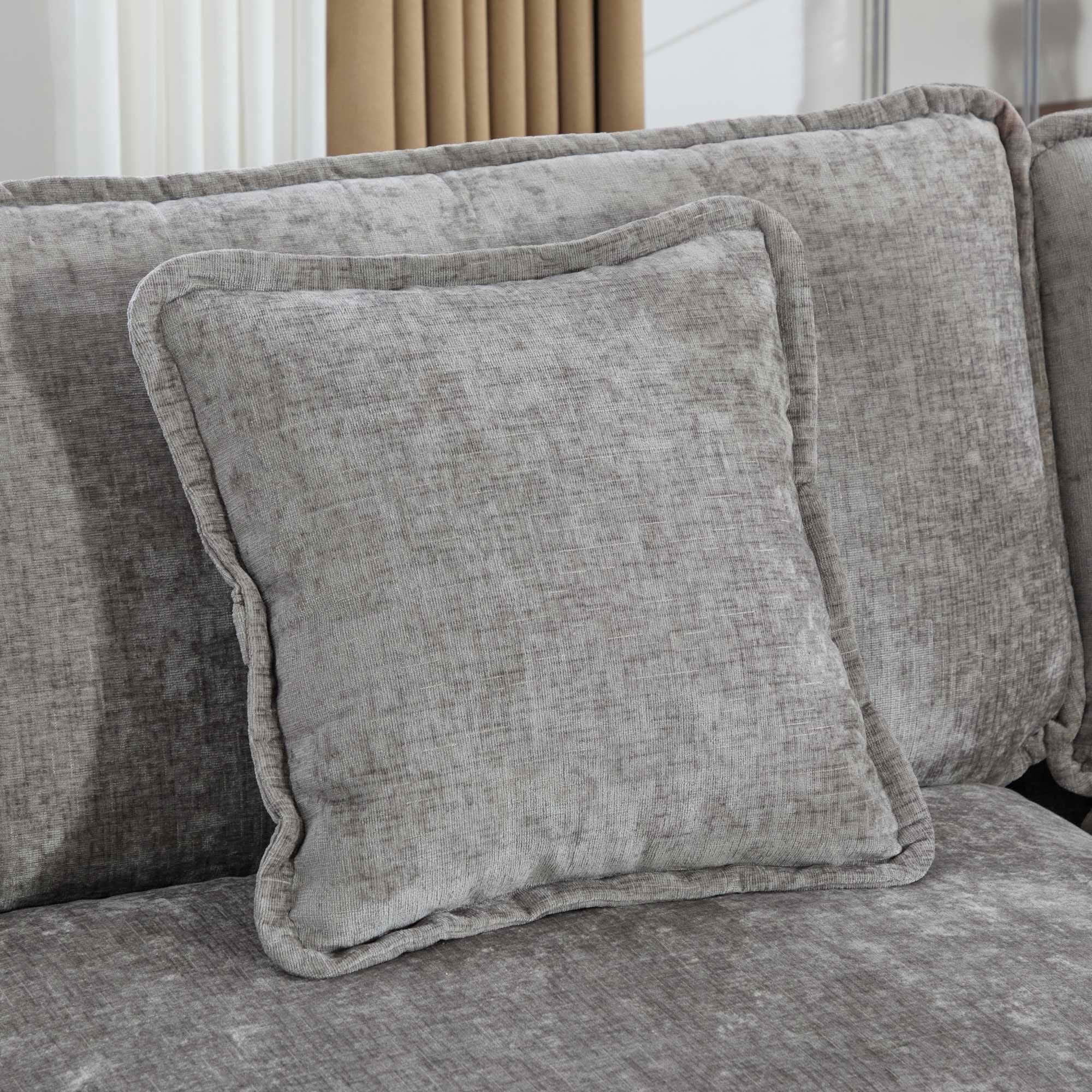 MAYEERTY 113.8 Inch Cloud 3‑Seater Modular Sectional Sofa, Chenille Couch with Double‑Layer Seat Cushion for Home Apartment, Ottoman Not Included