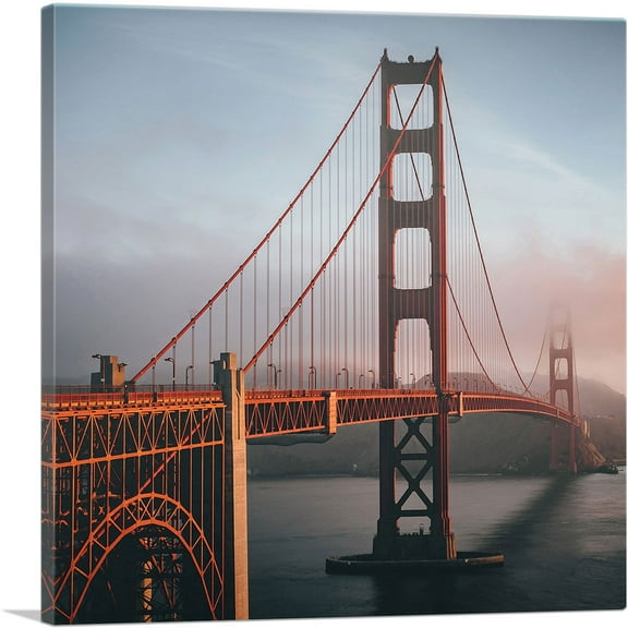ARTCANVAS San Francisco Golden Gate Bridge in Fog Canvas Art Print - Size: 18" x 18" (0.75" Deep)