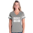thumbnail image 1 of Womens Hockey Mom Football V-Neck T-Shirt, 1 of 5