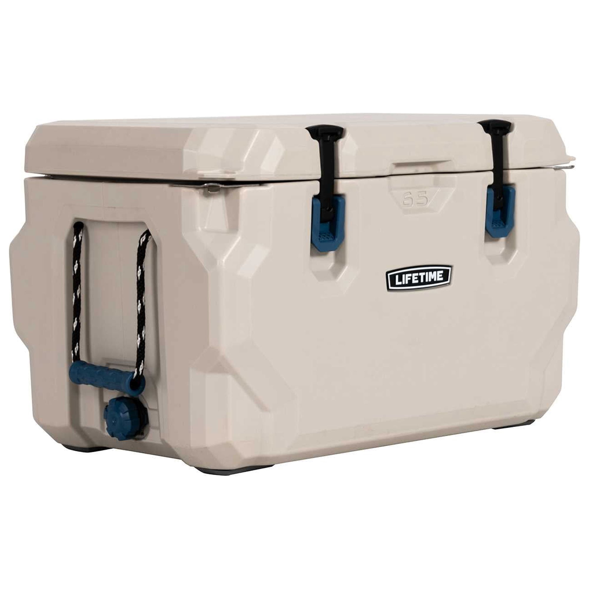 Lifetime 65 qt Bear-Resistant Camping Cooler Premium High Performance Ice Retention Hard Cooler 75 Can Capacity Pumice and Blue (290983)