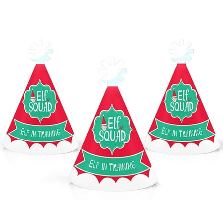 Elf Squad - Mini Cone Kids Elf Christmas and Birthday Party Hats - Small Little Party Hats - Set of 10