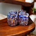 thumbnail image 3 of Mexican Stemless Wine Glass | Hand-Blown Orange & Blue Swirl (1Piece), 3 of 5