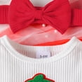 thumbnail image 6 of NOLDARES Baby Girl Fall Winter Clothes 3-Piece Outfit Set, Ruffle Long Sleeve Romper with Pants and Headband(Red,12-18 M), 6 of 8