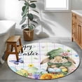 thumbnail image 3 of Round Rug 3.3Ft Washable Non-Slip, Easter Circle Area Rugs for Living Room Bedroom, Cute Rabbits Eggs Floral Butterflies Colorful Plaid Indoor Floor Mats Carpet Runner for Home Decor Aesthetic, 3 of 8