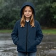 thumbnail image 2 of Big Kids Teen Hooded Zip Jacket Waterproof Windproof Long Sleeve Pocketed Outdoor Coat Fall Outerwear Ages 5-16 Navy 15 Years, 2 of 9