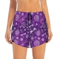 thumbnail image 2 of Balery Purple Snowflakes Pantalones cortos deportivos para mujer con forro y dos bolsillos, elásticos, para entrenamiento, gimnasio, yoga-Small, 2 of 7
