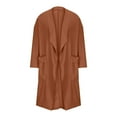 thumbnail image 4 of Olyvenn 2024 Women's Long Sleeve Lapel Collar Open Front Drape Pockets Outwear Long Cardigan Blazer Coat Outwear Trench Overcoat Brown 8, 4 of 6