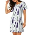 thumbnail image 2 of Naloa Lavender Flowers Print Women Nightgowns,Womens Loungewear,Short Sleeve Sleepwear,Comfy Ladies Nightdress, 2 of 6