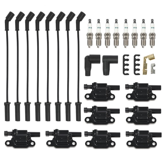 Fit For Silverado 1500 Tahoe GMC Square Ignition Coil & Spark Plug & Wires 8PCS