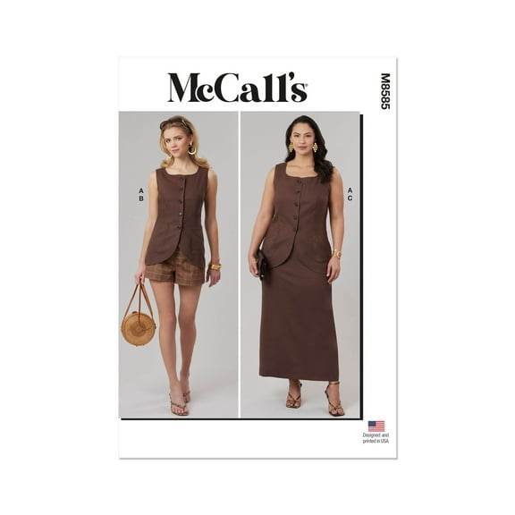 McCall's Sewing Pattern 8585 Misses' and Women's Top, Shorts and Skirt with Petite Lines, Size: W2 (20W-22W-24W-26W-28W)