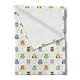 thumbnail image 2 of Owls Soft Flannel Fleece Throw Blanket, Angry and Funny Cartoon Mascots with Colorful Dots Childish Kids Design Pattern, Cozy Plush for Indoor and Outdoor Use, 50" x 60", Multicolor, by Ambesonne, 2 of 5